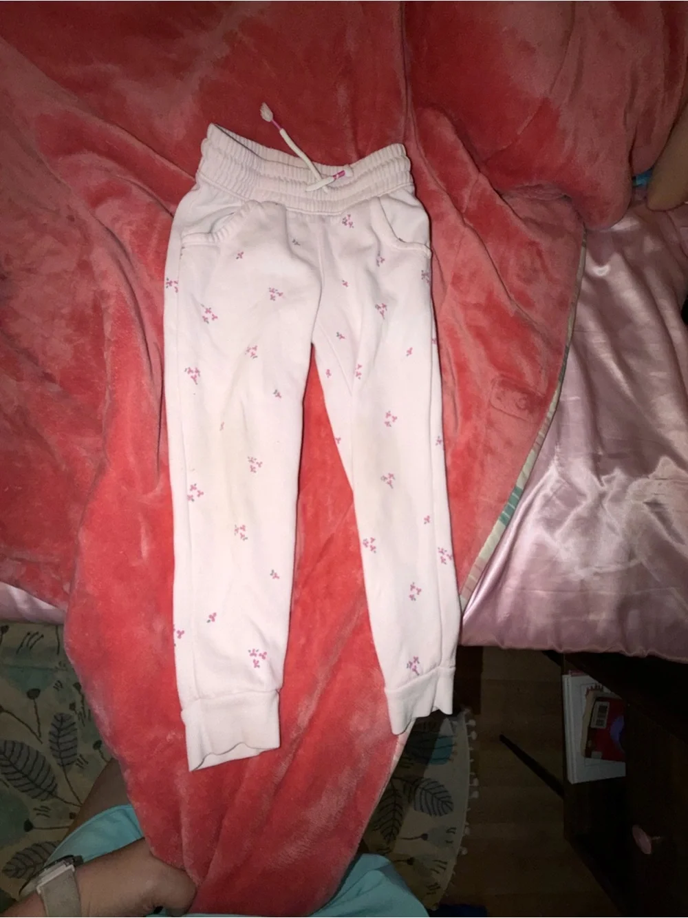 Girls' Light Pink Floral Zip Hoodie and matching sweatpants